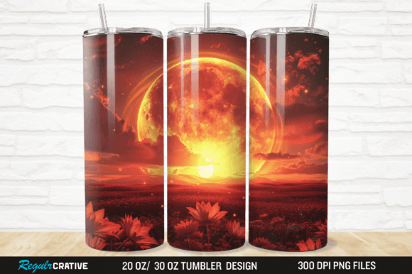 Download 3D Sunset Planet Straight Skinny Tumbler - Premium Bundle