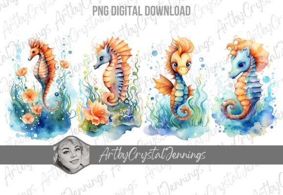 Download Sea Horse Watercolor Ocean Life PNG - Premium Resources
